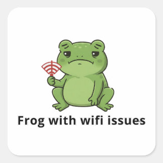 Frog with WiFi Issues Square Sticker