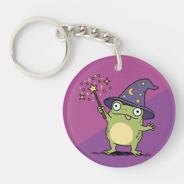 Frog Wizard Casting Spells Key Ring (Front)