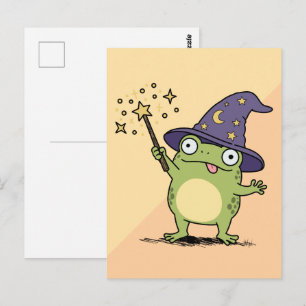 Frog Wizard Casting Spells Postcard