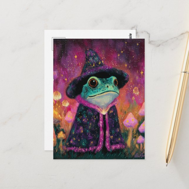 Frog Wizard Postcard (Front/Back In Situ)