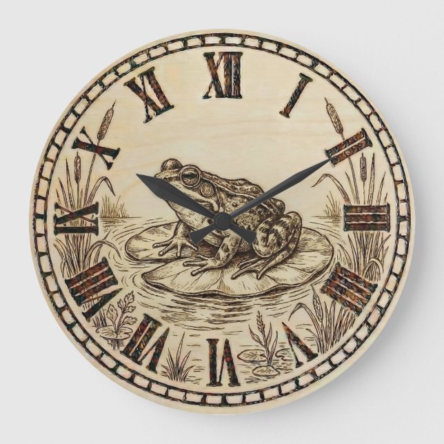 Frog Wooden Wall Clock (Front)