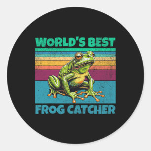 Frog Worlds Best Toad Catcher Funny Amphibian Hunt Classic Round Sticker