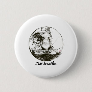 Frog Zen Yoga Just Breath Meditation Art Ink 6 Cm Round Badge