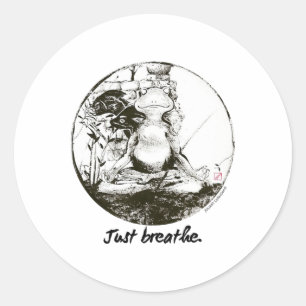Frog Zen Yoga Just Breath Meditation Art Ink Classic Round Sticker