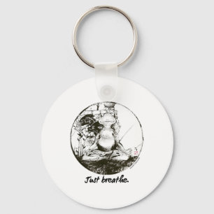 Frog Zen Yoga Just Breath Meditation Art Ink Key Ring