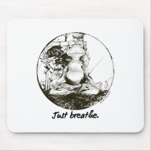 Frog Zen Yoga Just Breath Meditation Art Ink  Mouse Pad