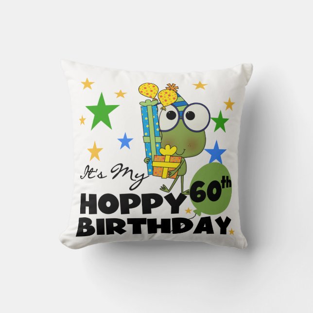 Froggie Hoppy 60th Birthday Cushion (Front)