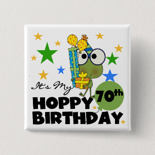 Froggie Hoppy 70th Birthday 15 Cm Square Badge