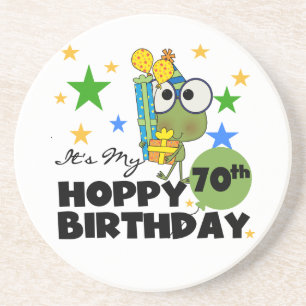 Froggie Hoppy 70th Birthday Coaster