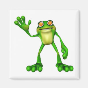 Froggie the Cute Cartoon Waving Frog Magnet