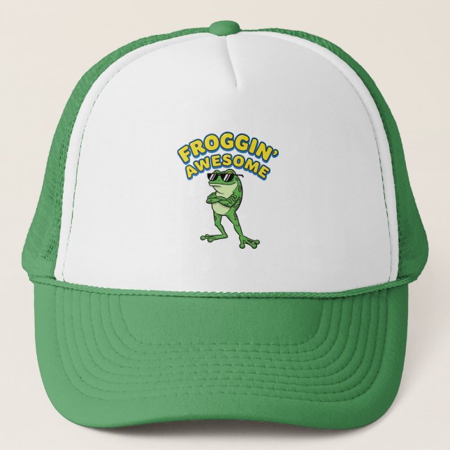 Froggin Awesome Cool Frog Trucker Hat (Front)