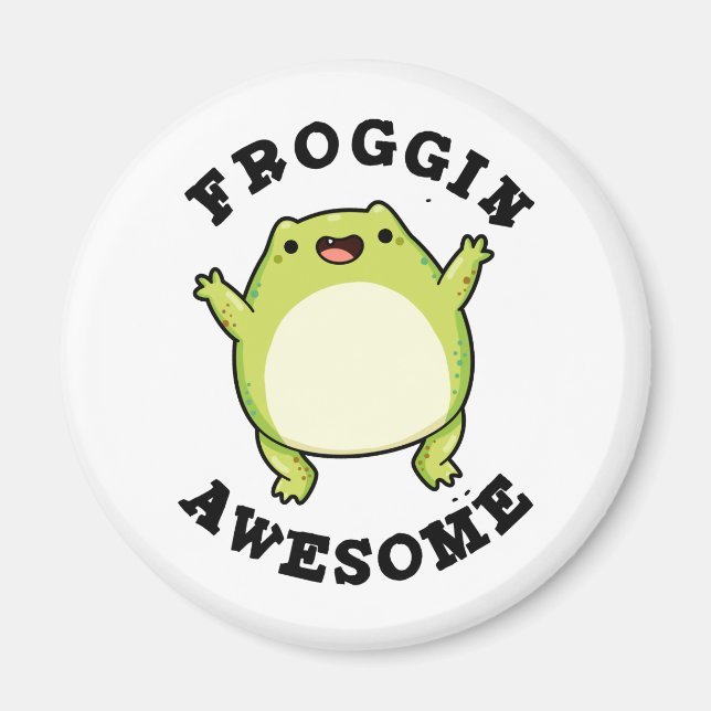 Froggin Awesome Cute Frog Pun Magnet (Front)