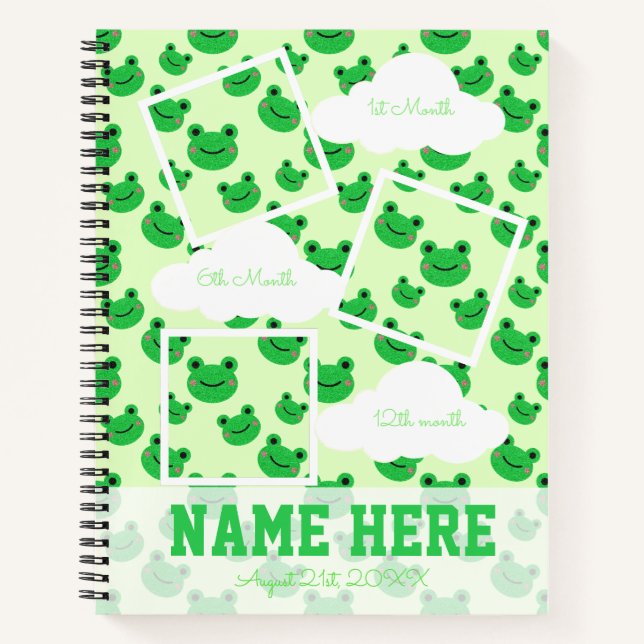Froggy 1st birthday Baby Milestone Guest Book  (Front)