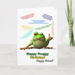 Froggy friend birthday card with froggy jokes<br><div class="desc">A happy frog telling birthday jokes</div>