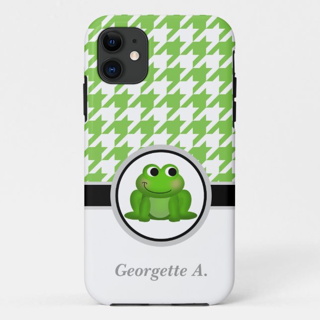 Froggy Green & White Houndstooth iPhone 5 Case (Back)