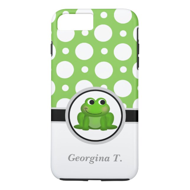Froggy Green & White Polka Dot iPhone 7 Plus Case (Back)
