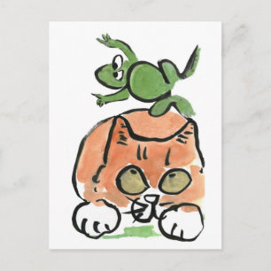Froggy is Leaping Over the Kitten Postcard