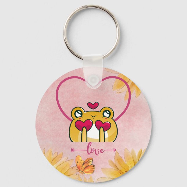 Froggy Love: Hopping Hearts Key Ring (Front)