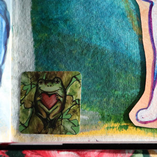 Froggy lover art fun frogs  and heart              square sticker