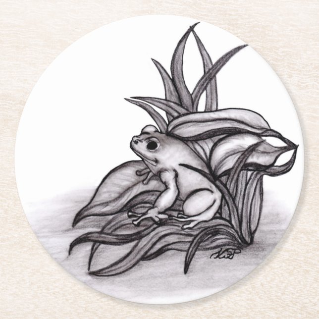 Froggy Round Paper Coaster (Front)