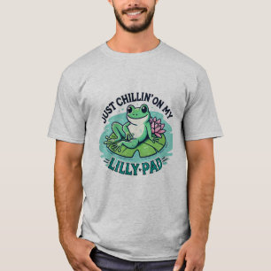Froggy Vibes: Chill Frog on Lily Pad Design T-Shirt