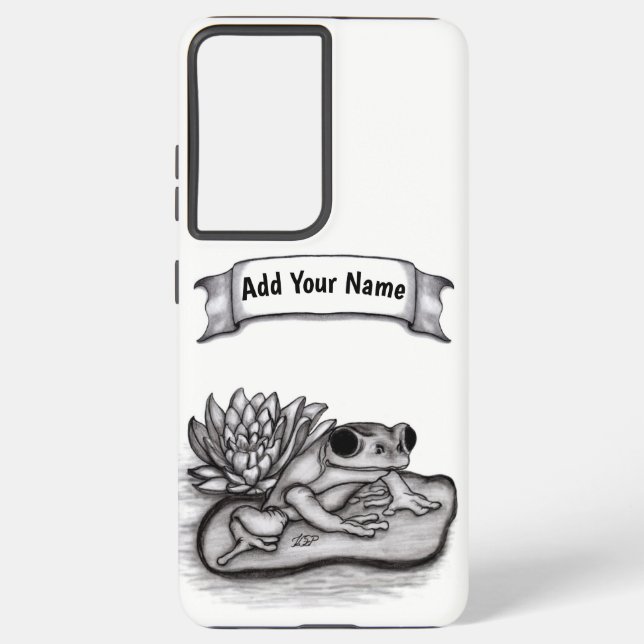 Froggy with Lotus Flower , Add Your Name Samsung Galaxy S21 Ultra Case (Back)