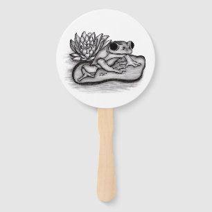 Froggy with Lotus Flower Hand Fan