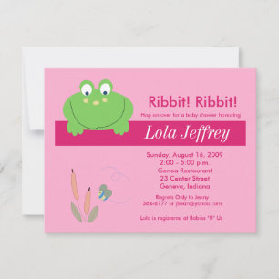 Froggyville Froggy Pink Baby Shower Invitation
