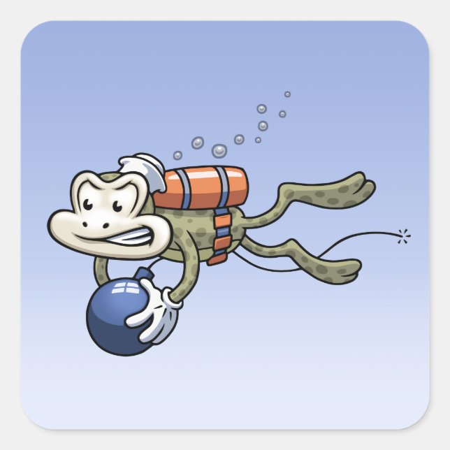 Frogman Square Sticker (Front)