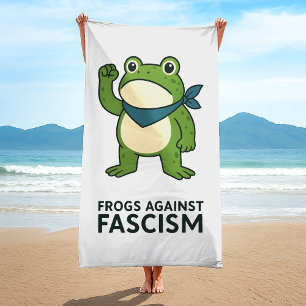 Frogs Against Fascism Portland Frog Protest Beach Towel