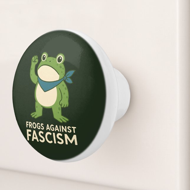 Frogs Against Fascism Portland Frog Protest Ceramic Knob (Creator Uploaded)