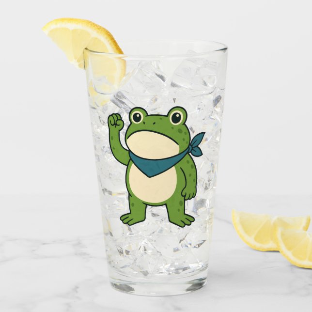 Frogs Against Fascism Portland Frog Protest Glass (Front Ice)