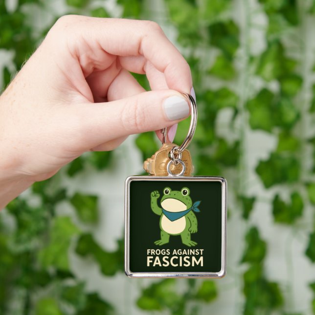 Frogs Against Fascism Portland Frog Protest Key Ring (Hand)