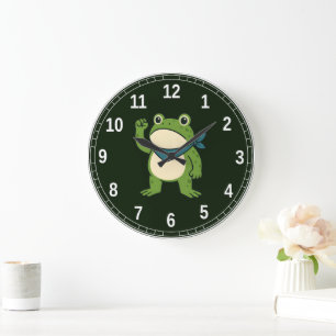 Frogs Against Fascism Portland Frog Protest Large Clock