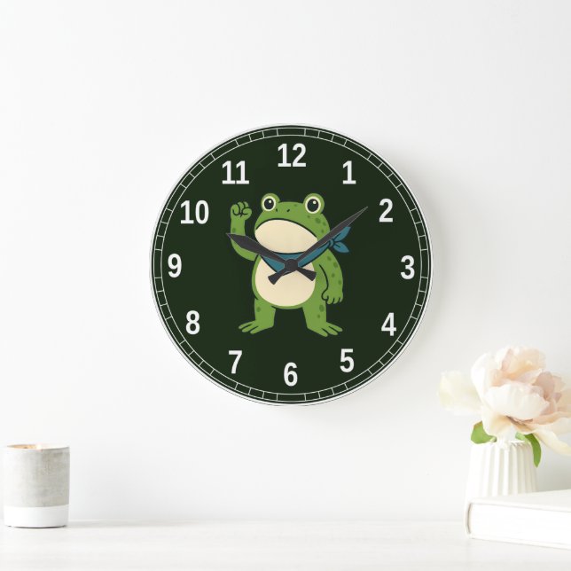 Frogs Against Fascism Portland Frog Protest Large Clock (Home)