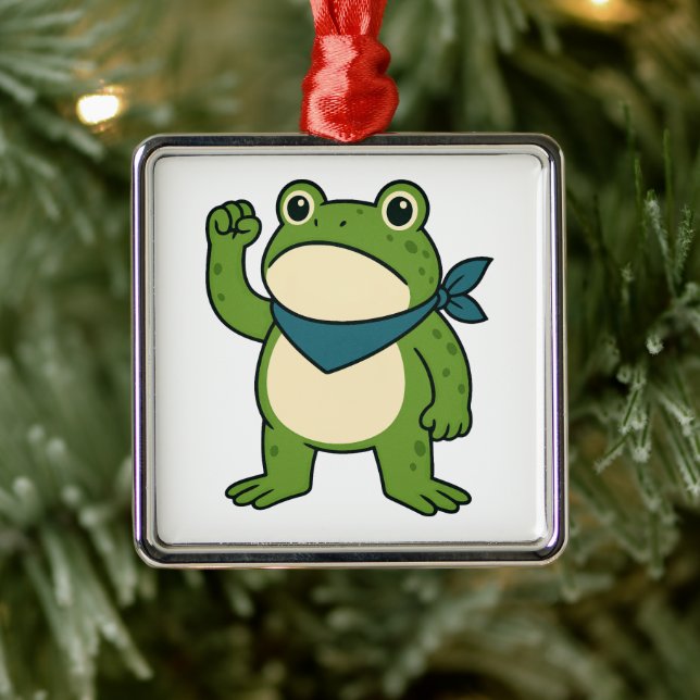 Frogs Against Fascism Portland Frog Protest Metal Tree Decoration (Tree)