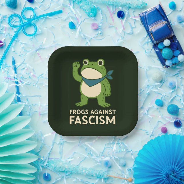 Frogs Against Fascism Portland Frog Protest Paper Plate (Party)