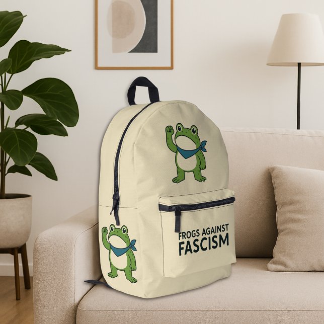 Frogs Against Fascism Portland Frog Protest Printed Backpack (Creator Uploaded)