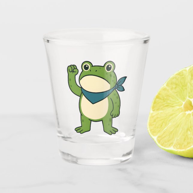 Frogs Against Fascism Portland Frog Protest Shot Glass (Front)