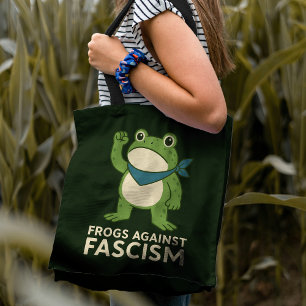 Frogs Against Fascism Portland Frog Protest Tote Bag