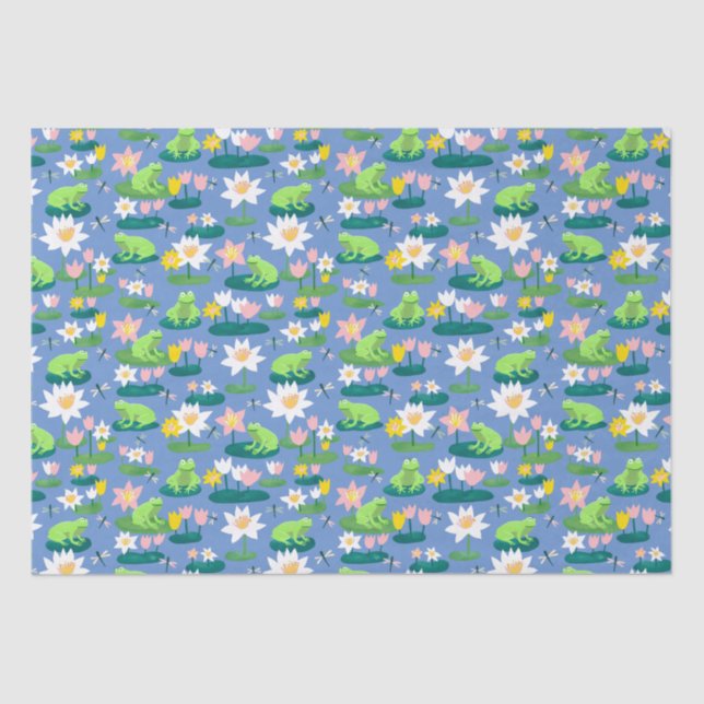 Frogs and Lily Pads Cute BABY SHOWER Birthday Kids Tissue Paper (Front)