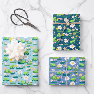 Frogs and Lily Pads Cute BABY SHOWER Birthday Kids Wrapping Paper Sheet
