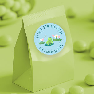 Frogs and Lily Pads Cute Birthday Kids CUSTOM Classic Round Sticker