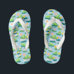 Frogs and Lily Pads Cute Custom<br><div class="desc">Cute whimsical flip flops makes a great kids birthday gift! FULLY CUSTOMIZABLE! Add your own text. Design is also available as towels, shower curtains, digital invitations, birthday cards, postcards, wrapping paper, baby bibs, pillows and more- check my shop! THANK YOU FOR SUPPORTING INDEPENDENT ARTISTS! All artwork and designs are created...</div>