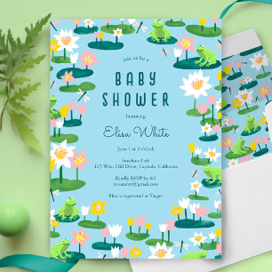 Frogs and Lily Pads Cute CUSTOM BABY SHOWER Envelope
