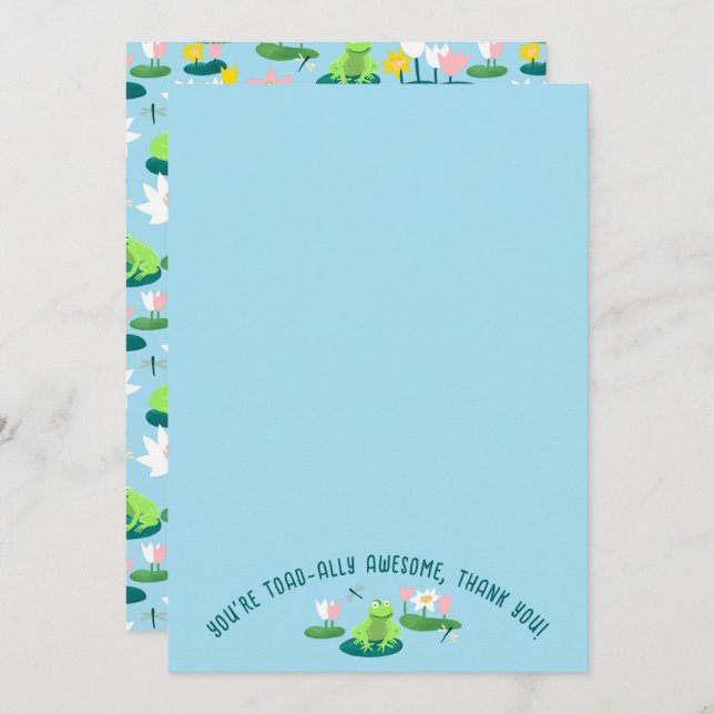 Frogs and Lily Pads Cute CUSTOM  Thank You Card (Front/Back)