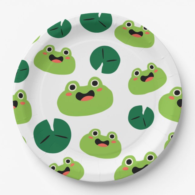 Frogs and Lily Pads Paper Plate (Front)