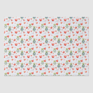 Frogs and red flowers tissue paper
