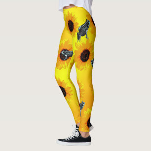 Frogs And Sunflowers, Ladies Leggings
