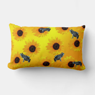 Frogs And Sunflowers, Lumbar Cushion
